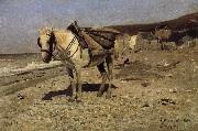 Ilia Efimovich Repin Normandy transported stone horse oil painting artist